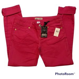 NWT ZCO Jeans Premium Denim Hot Pink Cuffed Capris Size 3